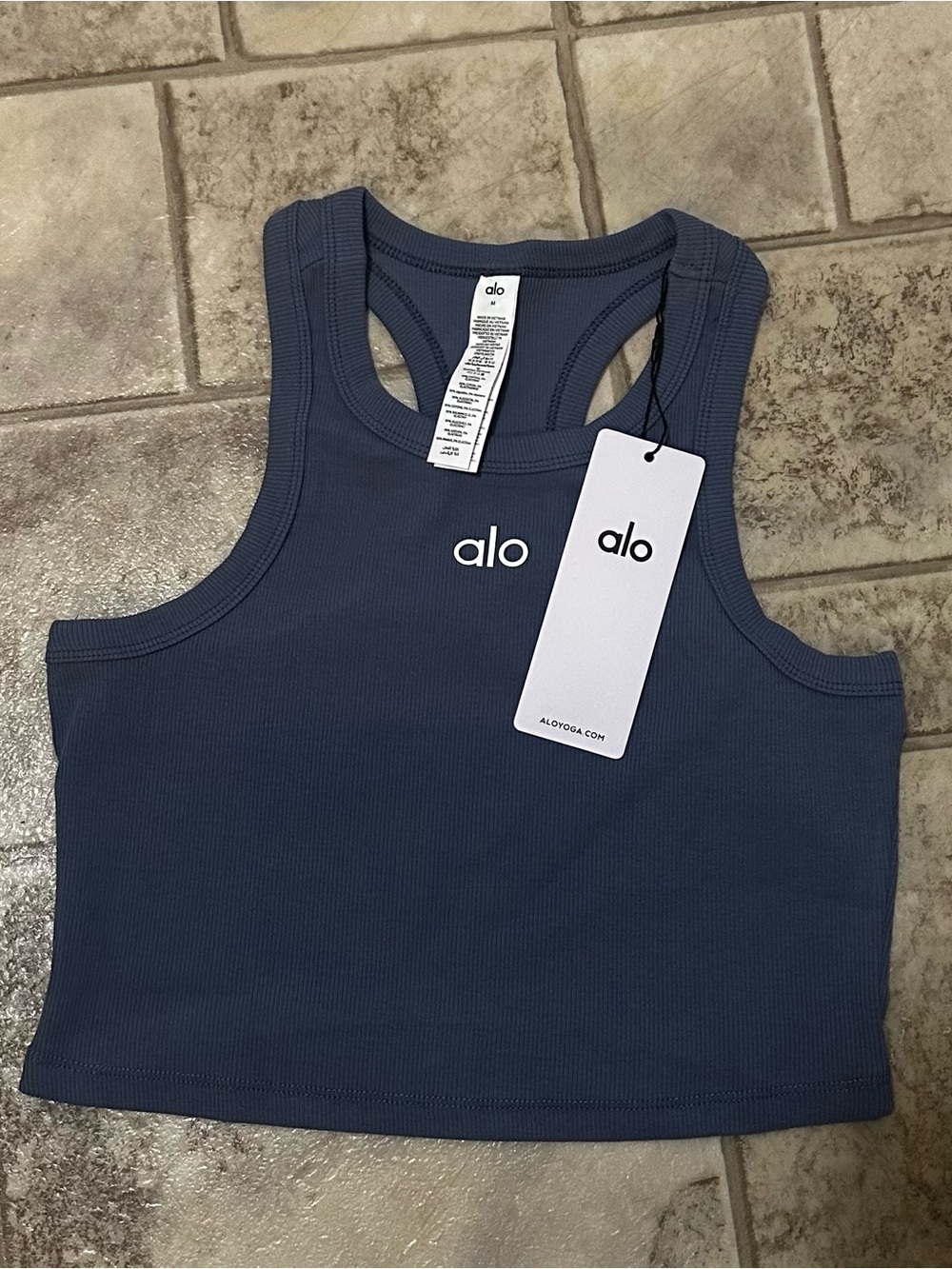 ALO Yoga Ribbed Racerback Crop Tank - Slate Blue